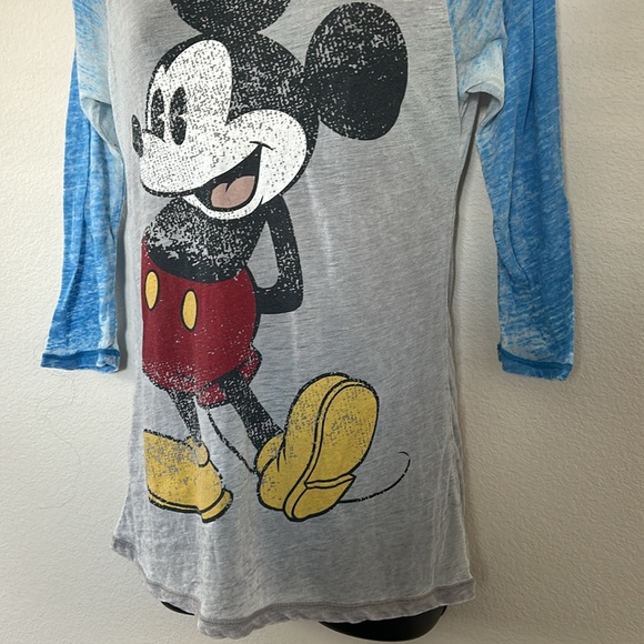 Disneyland Walt Disney World Mickey Mouse Burnout Baseball Sleeve T Shirt - Picture 3 of 7